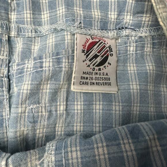 Vtg 90's Blue Plaid Button Up Mini Skirt Pockets Size 9/10 Waist 30 Cottagecore - Picture 3 of 5